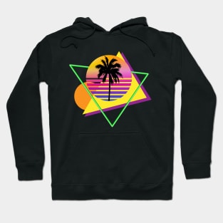 Retro 80s Throwback Palm Tree Silhouette Synthwave Sunset Hoodie